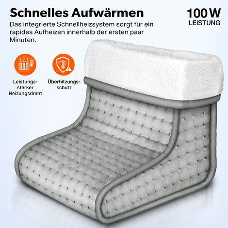 sinnlein Scaldapiedi Grigio  Riscaldamento Elettrico dei Piedi  6 Livelli di Temperatura  Pantofole Riscaldante da Piedi  Spegnimento Automatico  Protezione da Surriscaldamento
