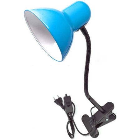 Lampada snodabile da scrivania con pinza braccio flessibile luce da tavolo orientabile con attacco per lampadine E27 Blu