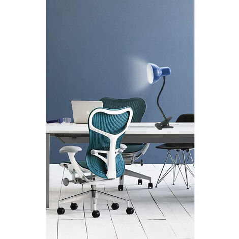 Lampada snodabile da scrivania con pinza braccio flessibile luce da tavolo orientabile con attacco per lampadine E27  Blu