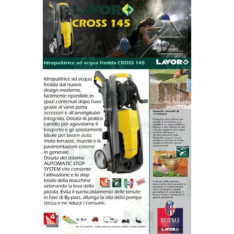 LAVOR CROSS 145 Idropulitrice acqua fredda 145 bar con lava pavimenti e accessori