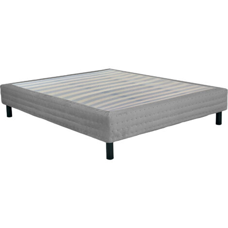 Letto Sommier Singolo 80x190 cm a Rete Fissa in Legno e Simil Velluto Dormidea Grigio