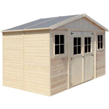 Casa da giardino in legno naturale A246x418x220 cm/8 m²- Magazzino esterno con finestre - Capanno da giardino - Bici, Deposito attrezzi e rimessa TIMBELA M332