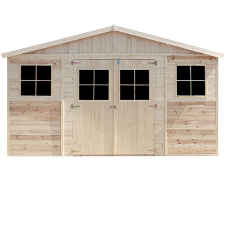 Casa da giardino in legno naturale A246x418x220 cm/8 m²- Magazzino esterno con finestre - Capanno da giardino - Bici, Deposito attrezzi e rimessa TIMBELA M332