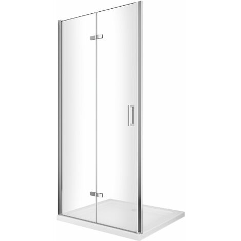Porta box doccia con apertura a libro pieghevole a soffietto per installazione in nicchia H 190 cromo trasparente anticalcare misura 63-66,5