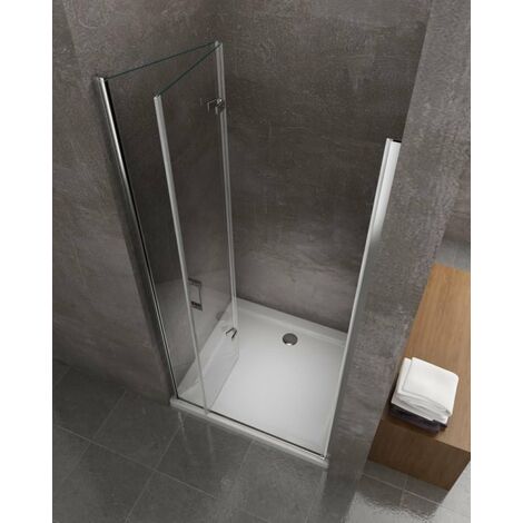 Porta box doccia con apertura a libro pieghevole a soffietto per installazione in nicchia H 190 cromo trasparente anticalcare misura 63-66,5