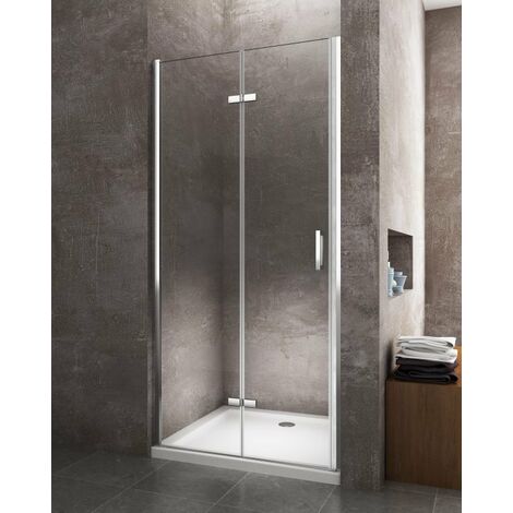 Porta box doccia con apertura a libro pieghevole a soffietto per installazione in nicchia H 190 cromo trasparente anticalcare misura 63-66,5