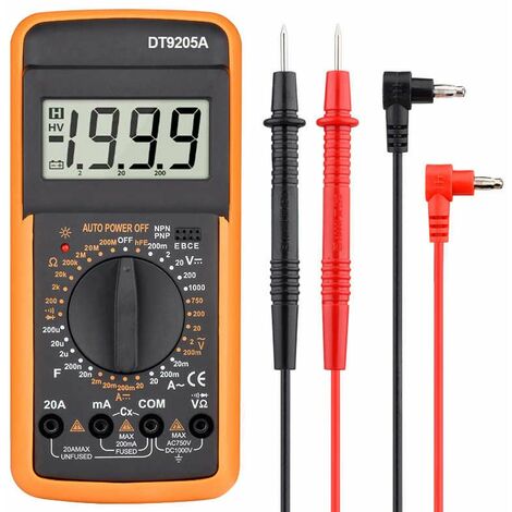 Tester Multimetro Digitale Misuratore con Puntali Misuratore Corrente DT9205A