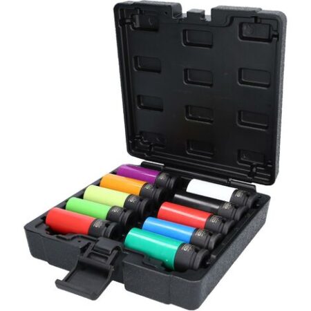 Serie di bussole per avvitatori ad impulsi per cerchi in lega speciali da 1/2", 10 pz