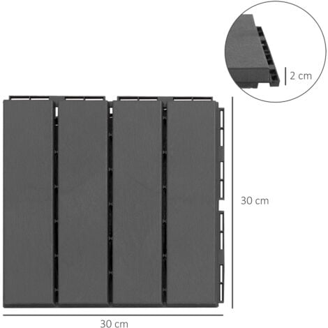 Outsunny Set 9 Mattonelle a Incastro per Terrazzo, Piastrelle per pavimenti