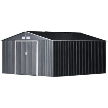 Outsunny Capanno Attrezzi in Acciaio con Porte Scorrevoli