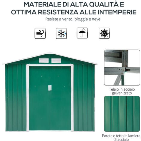Outsunny Capanno Casetta da Giardino Porta Utensili 2 Porte Scorrevoli