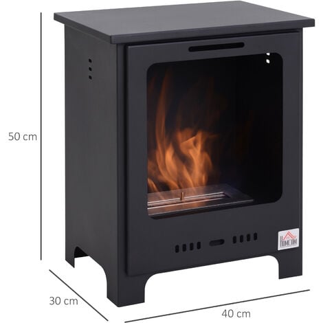Caminetto a Bioetanolo HOMCOM 0.9L Più Efficiente ed Ambientale Nero