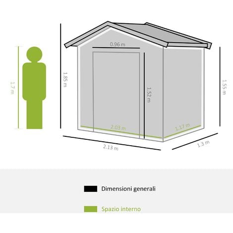 Outsunny Capanno Casetta da Giardino in Metallo Porta Utensili