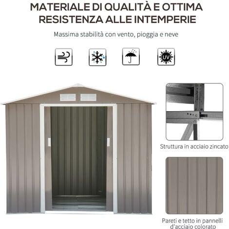 Outsunny Capanno Casetta da Giardino in Metallo Porta Utensili