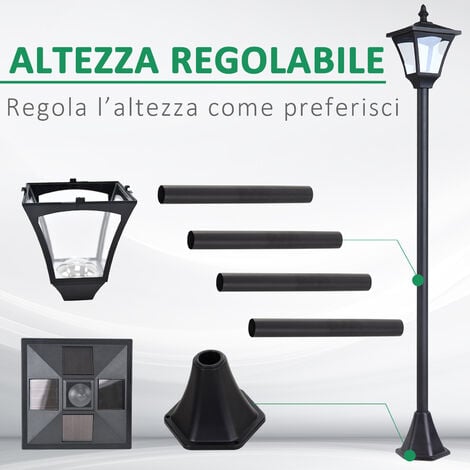 Outsunny Lampione da Giardino Energia Solare da Esterno LED Automatica