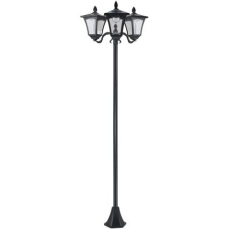 Outsunny Lampione da Giardino a Energia Solare con 3 Luci LED Nero
