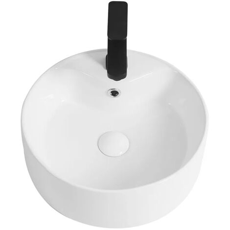 Lavabo da appoggio tondo D. 46 cm in ceramica bianco lucida