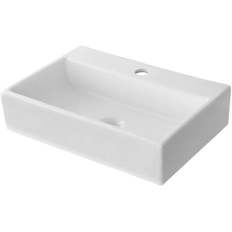 Lavandino da appoggio rettangolare 52x35 cm in ceramica lucida