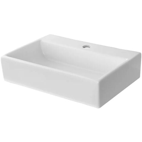 Lavandino da appoggio rettangolare 52x35 cm in ceramica lucida