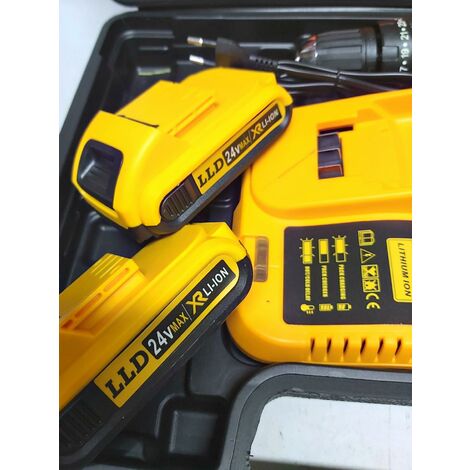 trapano avvitatore a batteria litio a percussione 24V 2 batteria + 35 accessori