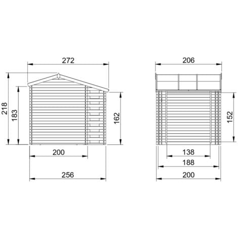 Casetta Giardino - Casetta da Giardino in Legno con Legnaia da Esterno - L206xL272xA218 cm/ 3,53 m2 + 0,97 m2 - Piccola Casetta in Legno da Giardino, Rimessa Attrezzi, Deposito Bici TIMBELA M386C