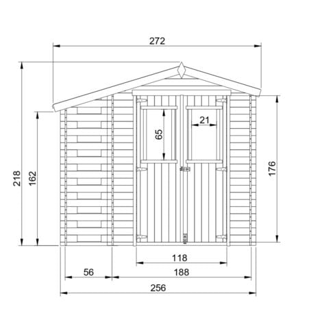 Casetta Giardino - Casetta da Giardino in Legno con Legnaia da Esterno - L206xL272xA218 cm/ 3,53 m2 + 0,97 m2 - Piccola Casetta in Legno da Giardino, Rimessa Attrezzi, Deposito Bici TIMBELA M386C