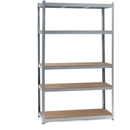 Wiltec Scaffale per carichi pesanti zincato 100x50x204cm Scaffale a incastro 5 ripiani 200kg/piano