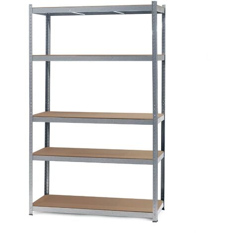Wiltec Scaffale per carichi pesanti zincato 100x50x204cm Scaffale a incastro 5 ripiani 200kg/piano