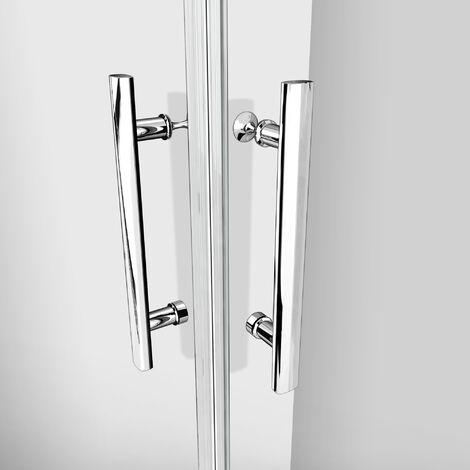 Porta Doccia Per Nicchia Doppie Ante Battenti Saloon In Vetro 6mm Temperato Trasparente Anticalcare 80x197cm