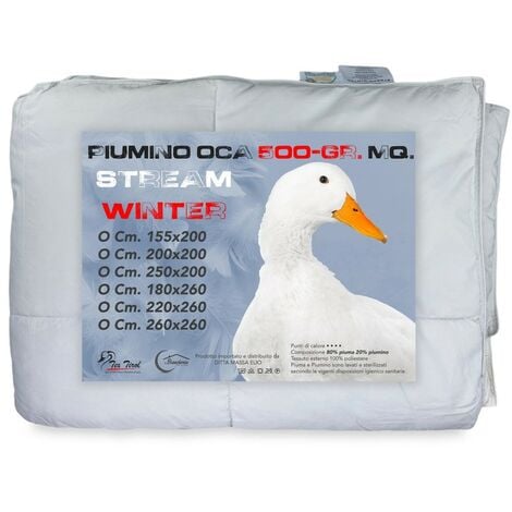 TRAPUNTA in piuma OCA Stream 500 GR. 80% PIUMA OCA 20% PIUMINO OCA Bicolore TRAPUNTA 1 PIAZZA e MEZZA CM. 220X260