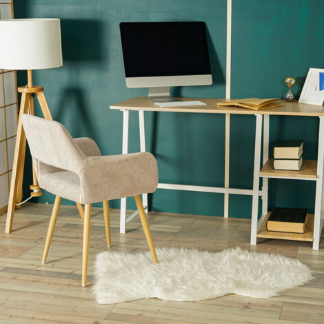MEUBLES COSY Set di 2 Poltroncine - Tessuto beige - Gambe in metallo effetto Legno - Stile Scandinavo - Sala da pranzo, ufficio, soggiorno, salotto
