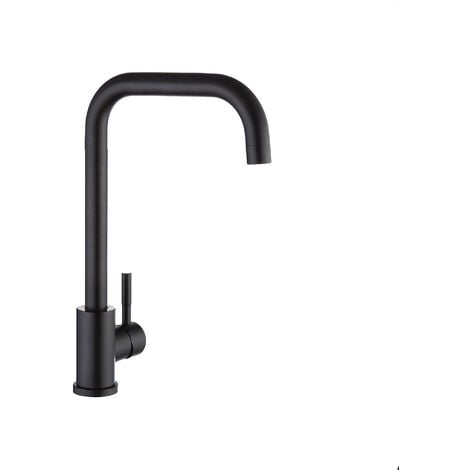 CECIPA Lavello Cucina 1 Vasca 40 × 45 cm, Lavandino Cucina, Raccordi di Scarico e Troppopieno, Dispenser di Sapone Non Incluso, Antracite + Rubinetto Cucina Nero 204HE