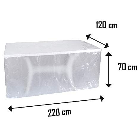 RIBIMEX COPERTURA IN POLIETILENE 90 G/MQ PER TAVOLO RETTANGOLARE 220 X 120 X 70 CM
