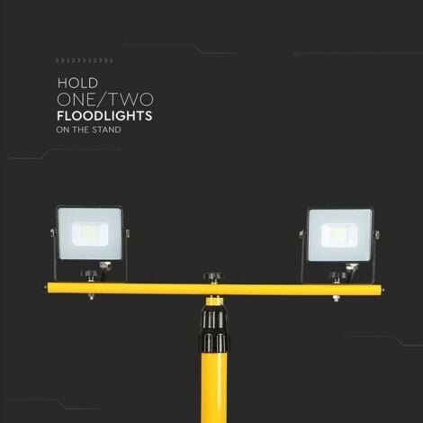 V-TAC VT-41150 Treppiede cavalletto in alluminio per 2 fari LED da 10w fino a 50W colore giallo SKU 9104