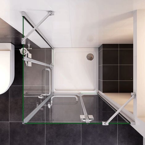 Box Doccia Angolare Apertura Battente Alto 190cm con Pareti Fisse Vetro Temperato Trasparente Anticalcare 8 mm Barre Stabilizzatrici 120x100 cm