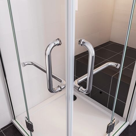 Box Doccia Angolare Apertura Battente Alto 190cm con Pareti Fisse Vetro Temperato Trasparente Anticalcare 8 mm Barre Stabilizzatrici 120x100 cm