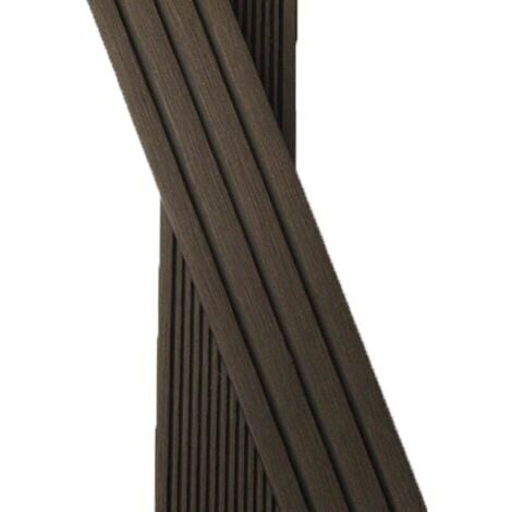 Listello per esterni in legno composito - Colore: Cioccolato, spessore 1cm, larghezza 5.5cm, lunghezza 200cm, superficie coperta in m2: 4