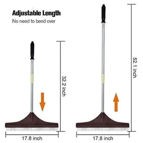 Spazzola per erba artificiale, manico telescopico, manico in acciaio, erba artificiale, rastrello, plastica