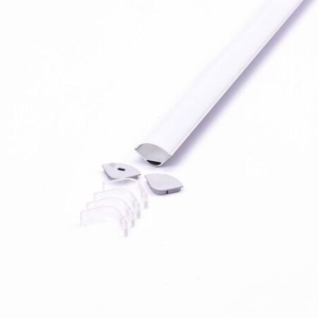 V-TAC Profilo Angolare Tondo Strip LED L:20.3mm Silver/Copertura Opaca 2000x30x30mm