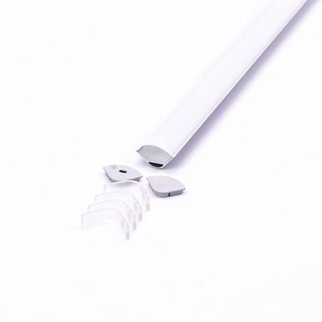 V-TAC Profilo Angolare Tondo Strip LED L:20.3mm Silver/Copertura Opaca 2000x30x30mm