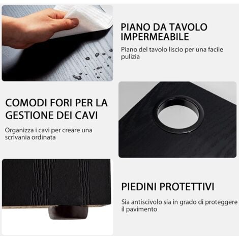 COSTWAY Scrivania Angolare per Computer con Ripiani, Scrivania Porta PC in Legno, Scrivania Salvaspazio e Moderna per Ufficio e Studio, 130 x 130 x 72,5 cm, Nero (Nero)