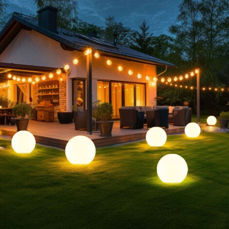 Sfera di luce solare da giardino Decorazione da giardino a LED Sfera solare per esterni 20 cm Luce a sfera solare, durata della luce circa 6-8 ore, H 62 cm, set di 2