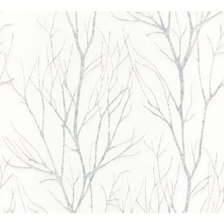 Carta da parati natura Profhome 372602 Carta da parati TNT leggermente strutturata con elementi di natura opaca bianco grigio 5,33 m2