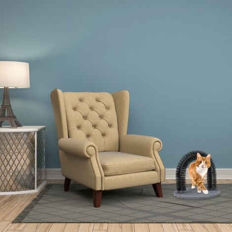 Relaxdays Arco Massaggiatore per Gatti, con Erba Gatta, Spazzola Massaggiante, Cura del Pelo, Nero