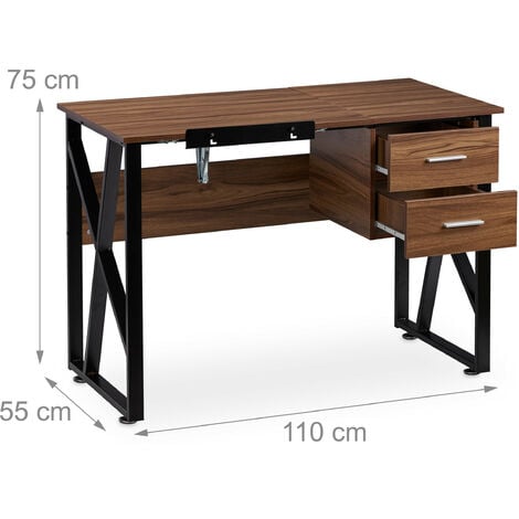 Relaxdays Scrivania Orientabile, Supporto Inclinabile, da Disegno o per PC, HLP 75x110x55cm, Effetto Legno