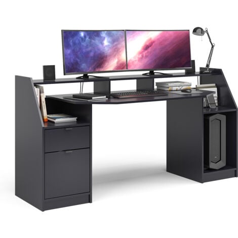 Scrivania computer Joel, Nero, 179.8 x 65.5 cm, Vicco