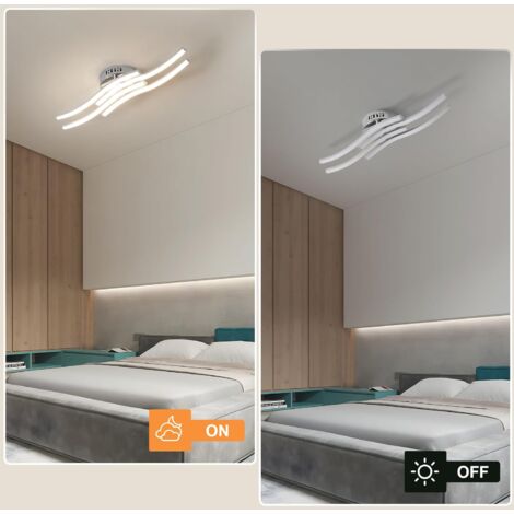 GOECO Plafoniere LED Ondulata con 4 Tubi, Argento 24W 2300LM Luce Neutra 4000K, Plafoniera Moderna per Camera da Letto Cucina Corridoio Bagno (52x14x7cm)
