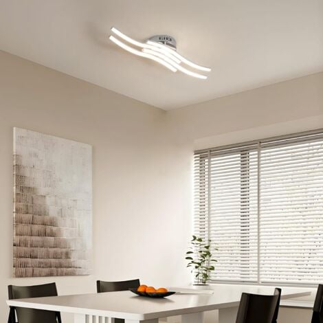 GOECO Plafoniere LED Ondulata con 4 Tubi, Argento 24W 2300LM Luce Neutra 4000K, Plafoniera Moderna per Camera da Letto Cucina Corridoio Bagno (52x14x7cm)