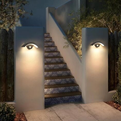 GOECO Applique da Esterno LED Moderna con Sensore di Movimento 24W 550LM, Gris Antracite Illuminazione Esterna a U IP65 3000K Luce Calda per Veranda Passerella Giardino Balcone