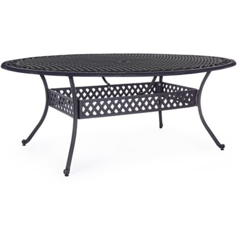 Tavolo ovale "Ivrea" in alluminio da esterno per giardino e veranda 200 x 152 cm -Antracite